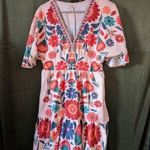 Floral V-Neck Midi Dress